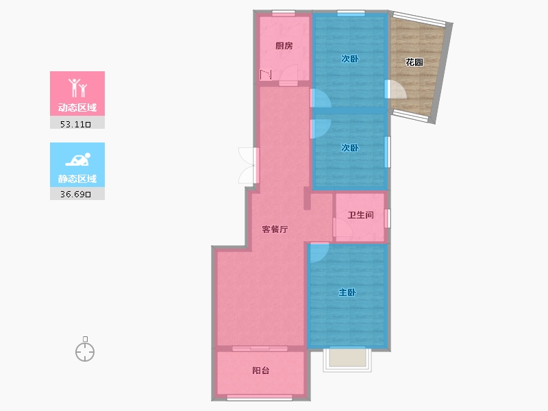 陕西省-榆林市-文庭雅苑-87.09-户型库-动静分区