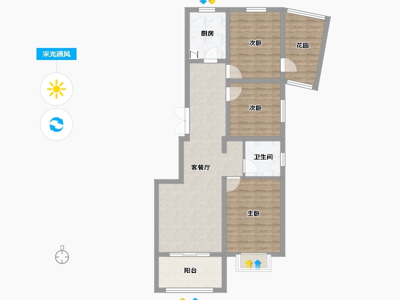 陕西省-榆林市-文庭雅苑-87.09-户型库-采光通风