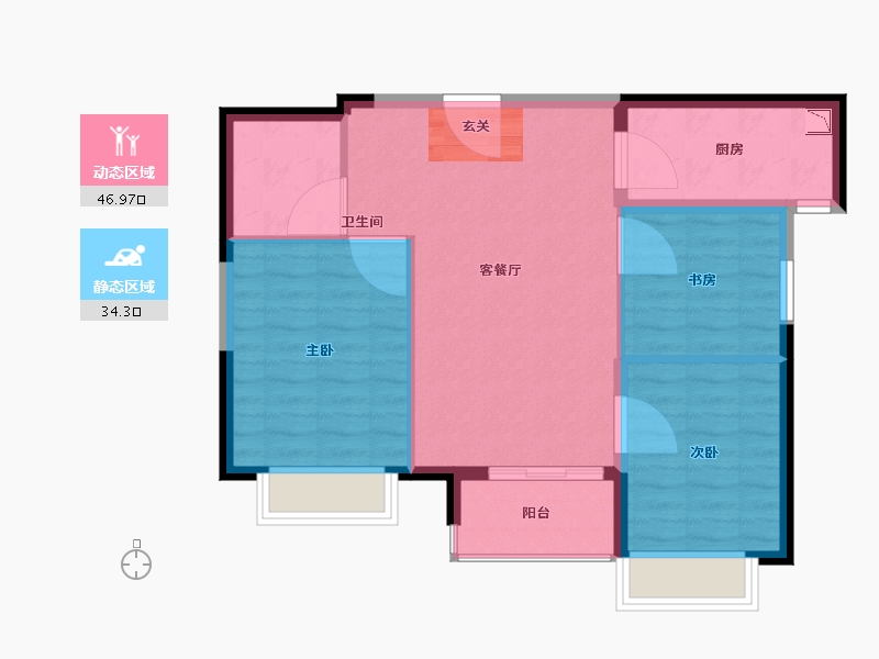 陕西省-西安市-万科悦府-73.75-户型库-动静分区