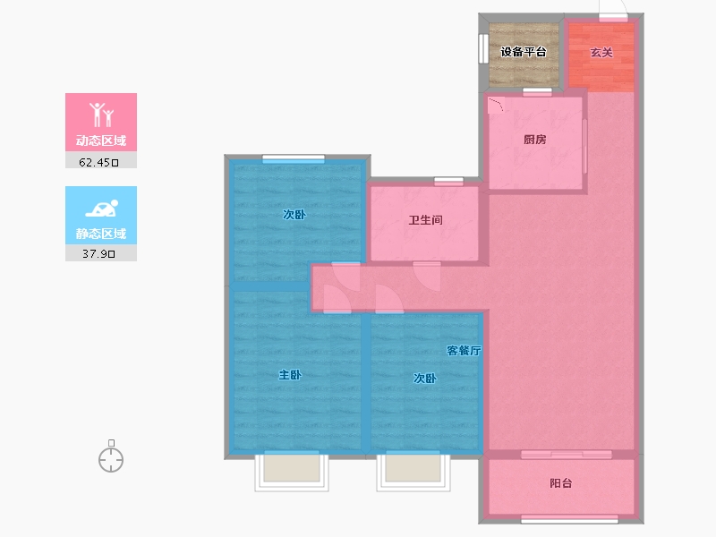 黑龙江省-哈尔滨市-中海时代-92.80-户型库-动静分区