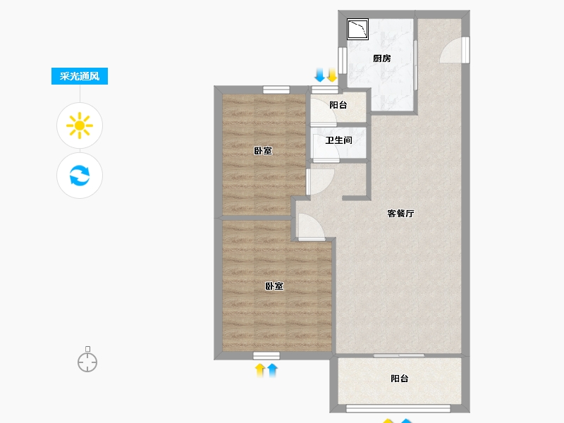 陕西省-西安市-中南·漫悦湾-69.58-户型库-采光通风