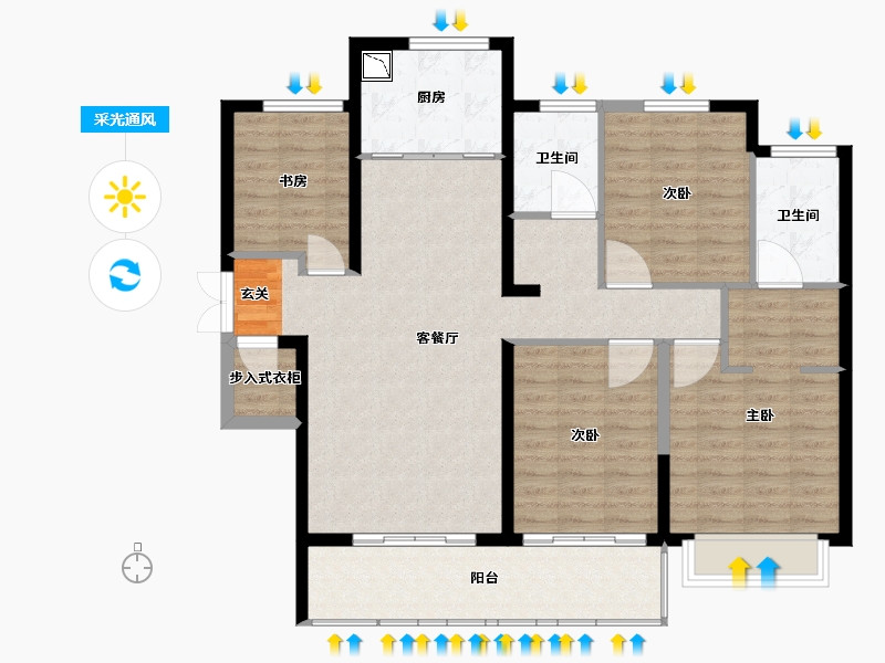 陕西省-西安市-金地中央公园-113.58-户型库-采光通风