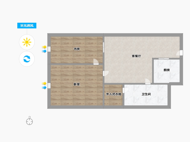 江苏省-南京市-绿地紫金中心公寓-53.99-户型库-采光通风