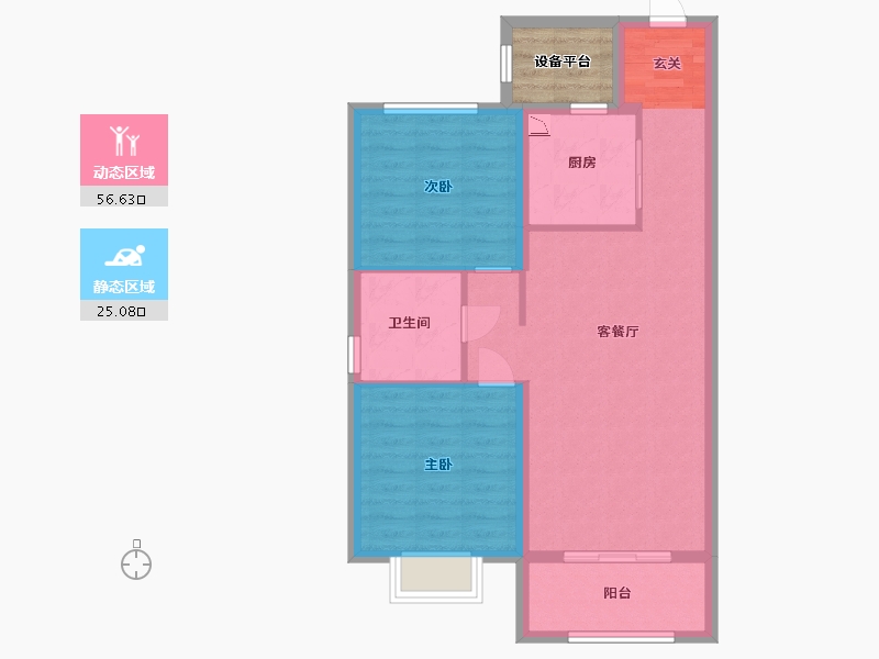 黑龙江省-哈尔滨市-中海时代-76.81-户型库-动静分区