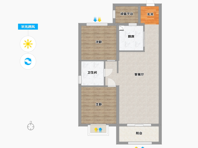 黑龙江省-哈尔滨市-中海时代-76.81-户型库-采光通风