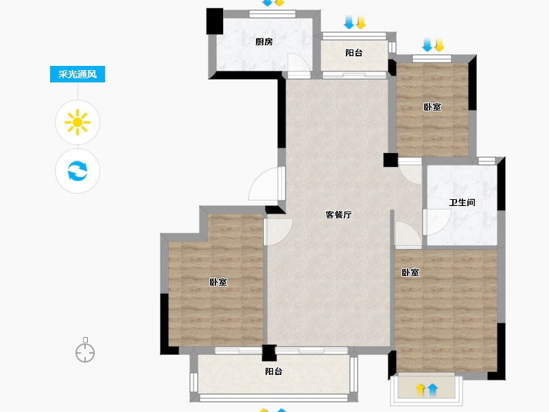 安徽省-宿州市-萧县御景城-87.00-户型库-采光通风