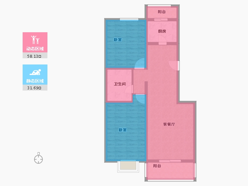 甘肃省-兰州市-美达花苑-79.63-户型库-动静分区