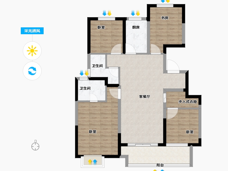 江苏省-徐州市-中南樾府-101.00-户型库-采光通风