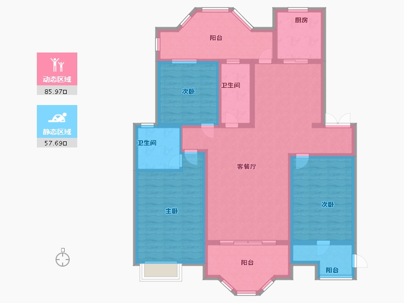 陕西省-榆林市-九溪半岛-128.33-户型库-动静分区