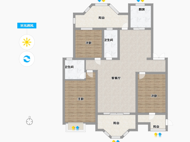 陕西省-榆林市-九溪半岛-128.33-户型库-采光通风