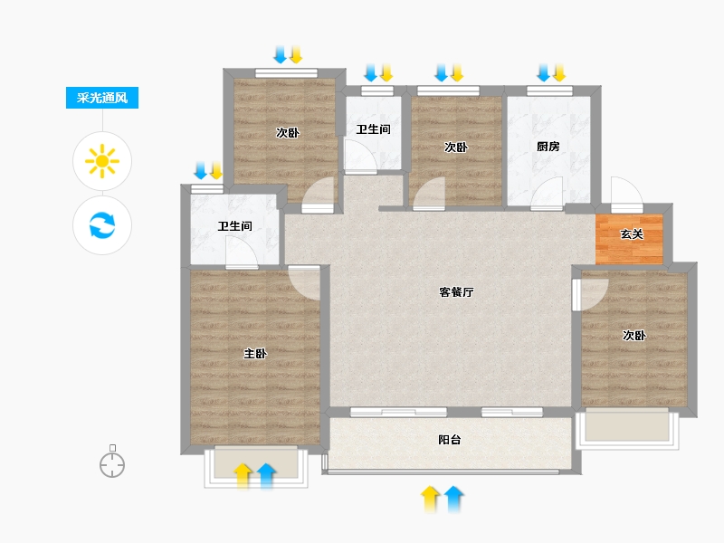 江苏省-南京市-云溪璟园-98.00-户型库-采光通风