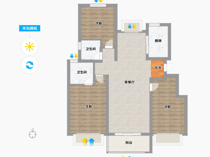 江苏省-南京市-云溪璟园-84.00-户型库-采光通风