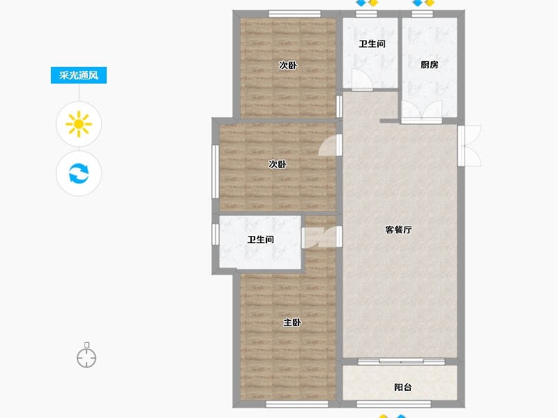 黑龙江省-哈尔滨市-君豪新城-103.20-户型库-采光通风