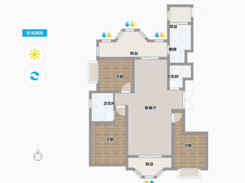 陕西省-榆林市-九溪半岛-126.00-户型库-采光通风