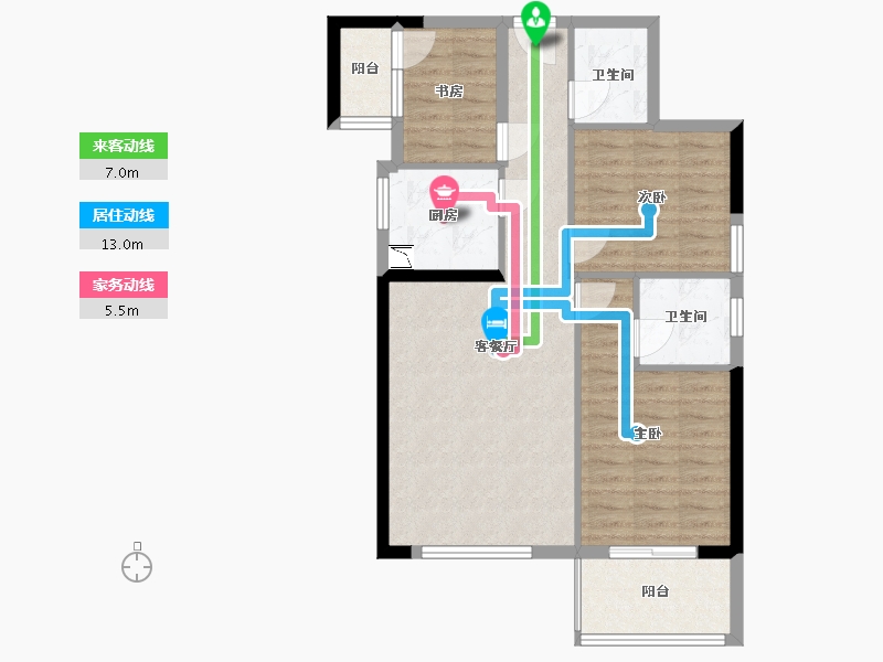 福建省-龙岩市-兴想江山名筑-79.00-户型库-动静线