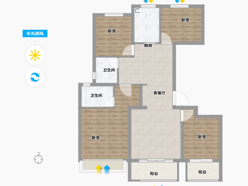 江苏省-徐州市-招商·徐州中心-105.00-户型库-采光通风