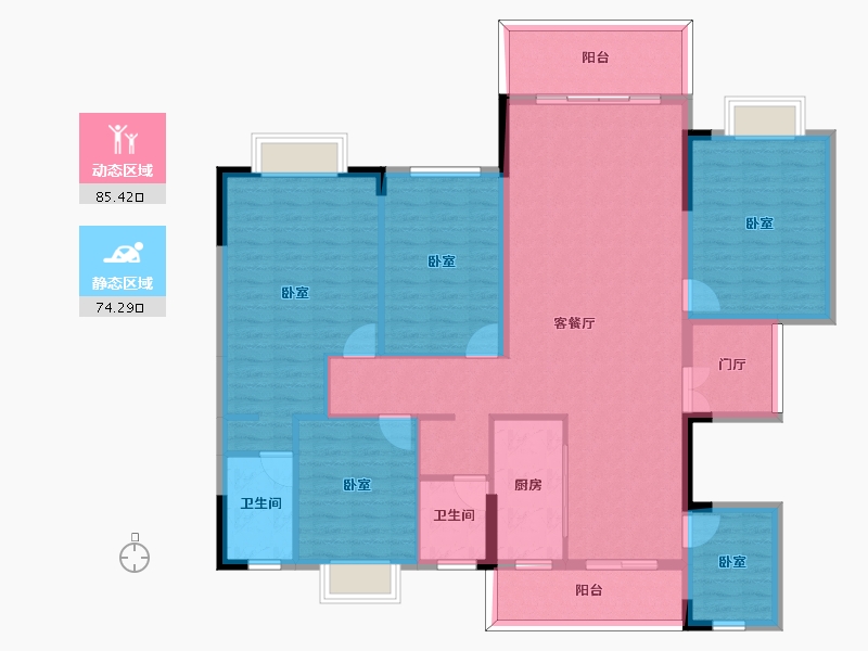 贵州省-安顺市-安顺东城里-145.07-户型库-动静分区