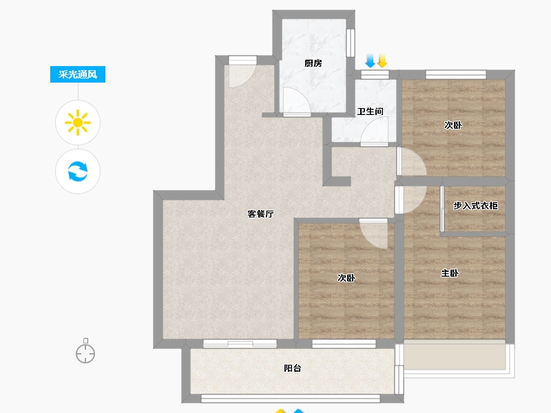 陕西省-榆林市-钰城-72.74-户型库-采光通风