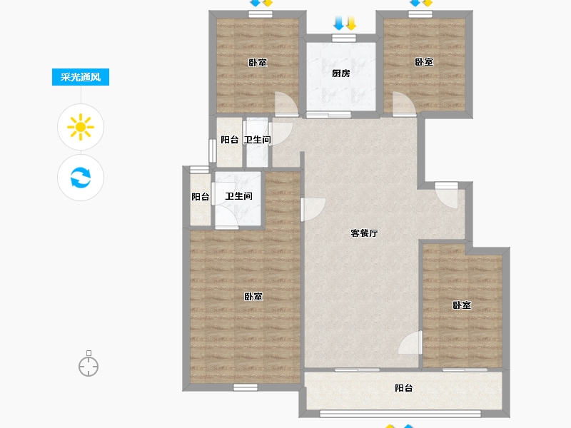 陕西省-西安市-中南·漫悦湾-107.37-户型库-采光通风