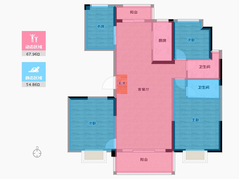 云南省-昆明市-碧桂园东园-110.78-户型库-动静分区