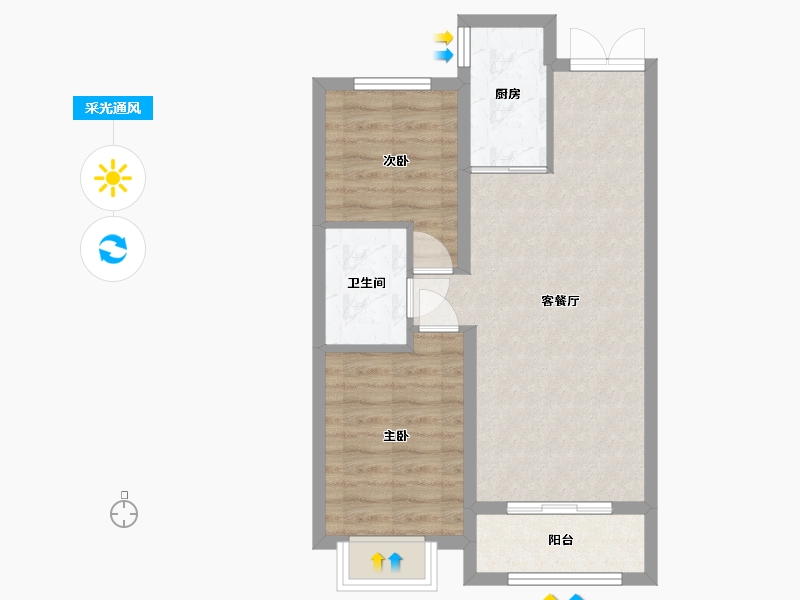 黑龙江省-哈尔滨市-汇龙·拾光里-58.66-户型库-采光通风