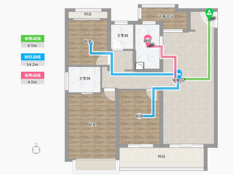 江苏省-徐州市-旭辉美的天阙-105.00-户型库-动静线