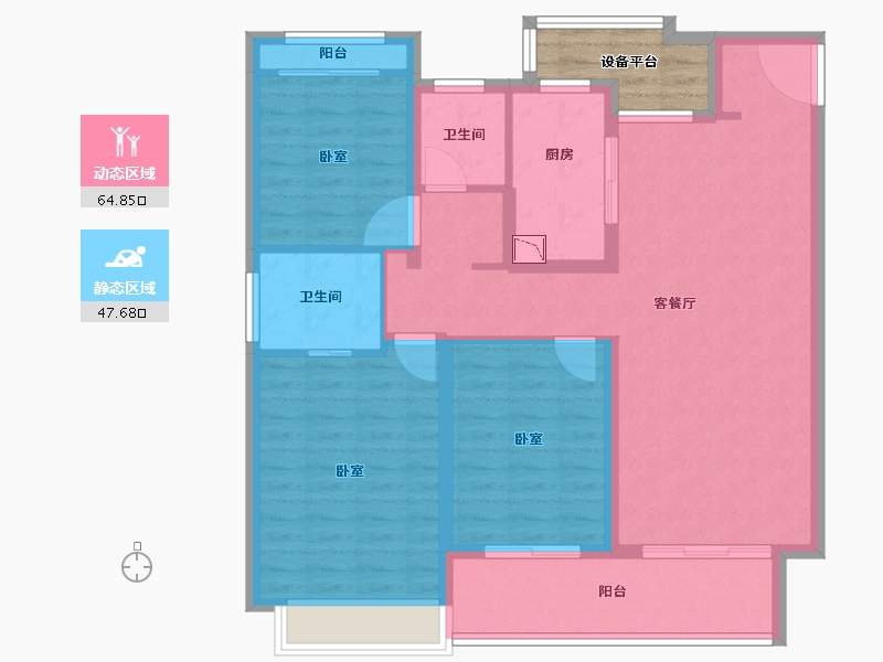 江苏省-徐州市-旭辉美的天阙-105.00-户型库-动静分区