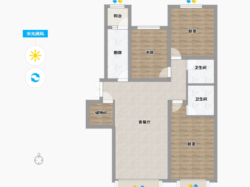 甘肃省-兰州市-中广宜景湾郡城-94.12-户型库-采光通风