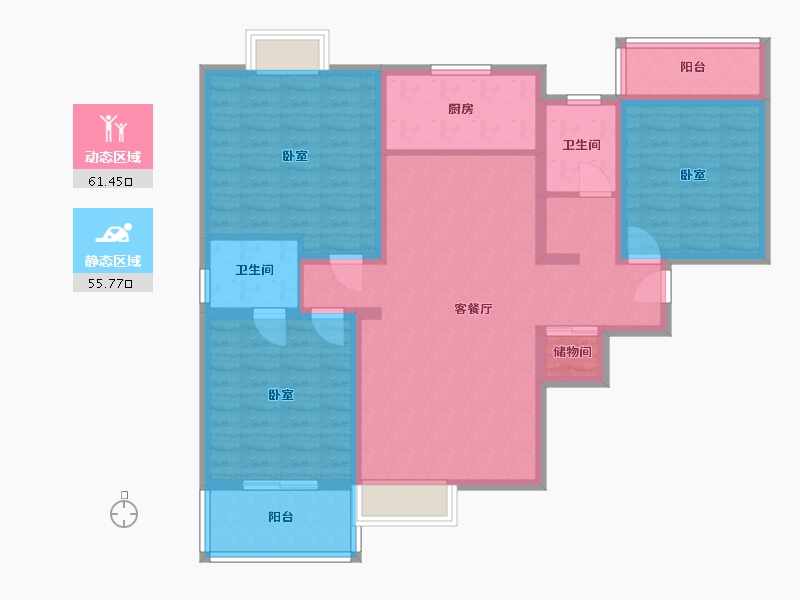 陕西省-渭南市-威力阳光-103.90-户型库-动静分区