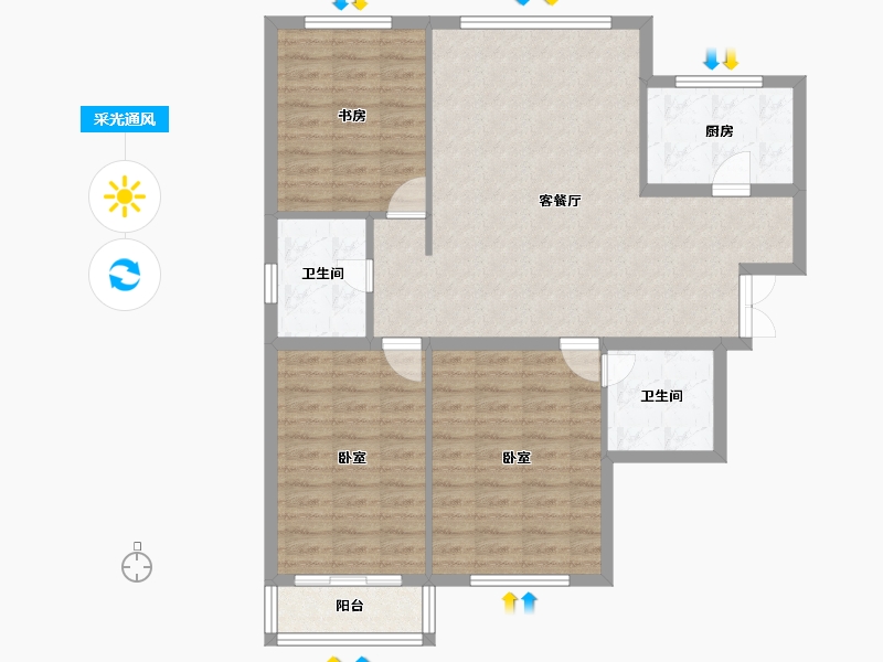 山西省-大同市-桐城新林-96.29-户型库-采光通风