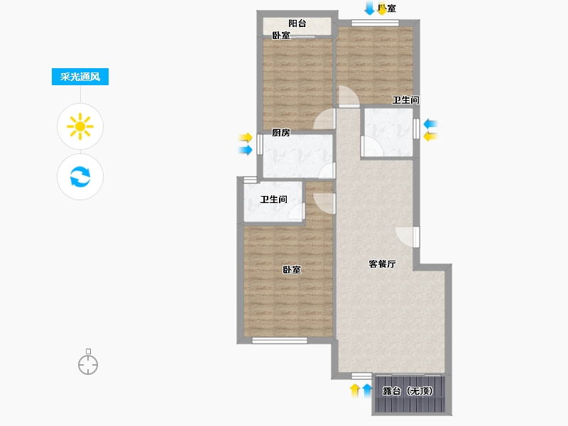 安徽省-宿州市-彼岸星城·融耀-86.42-户型库-采光通风