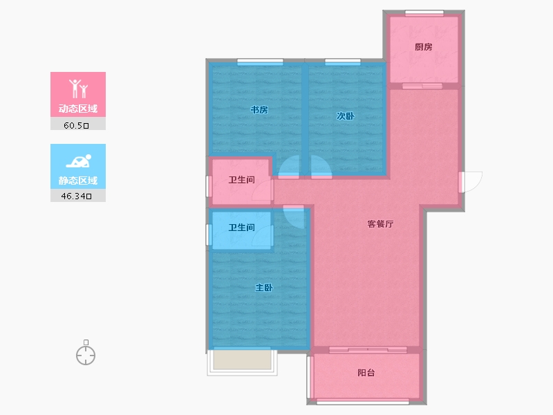 陕西省-榆林市-塞纳公馆-95.26-户型库-动静分区