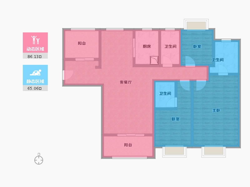 江苏省-无锡市-红豆人民路九号-134.01-户型库-动静分区