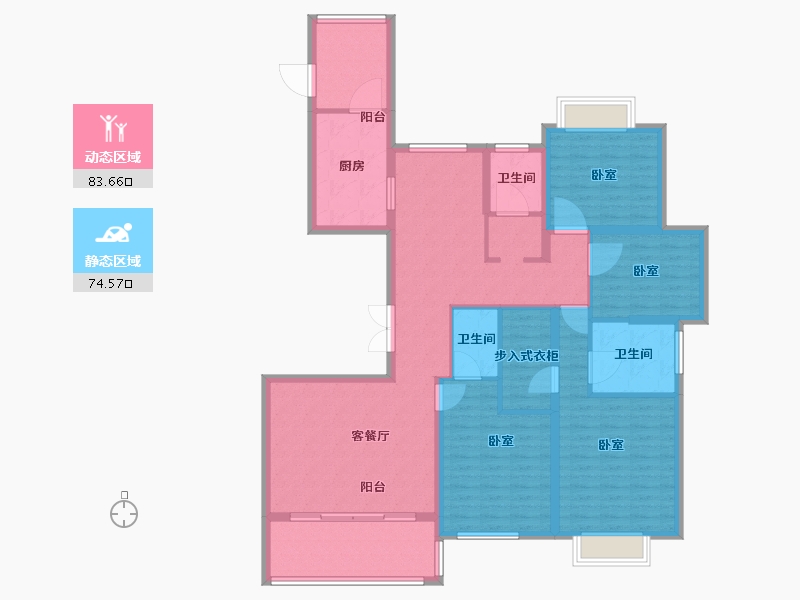 江苏省-无锡市-蠡湖瑞仕花园-142.36-户型库-动静分区