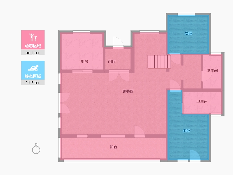 黑龙江省-哈尔滨市-融创御湖宸院-100.48-户型库-动静分区