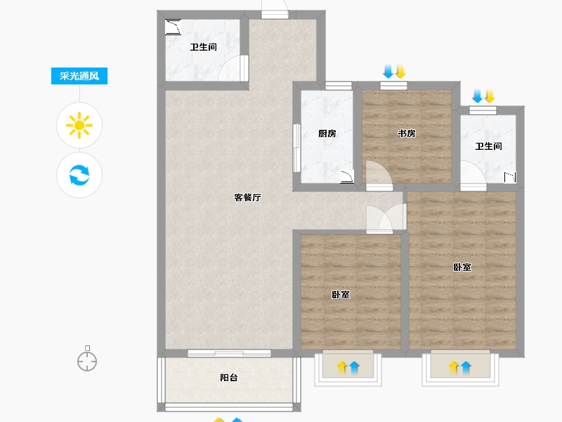 陕西省-渭南市-泰和府-87.07-户型库-采光通风