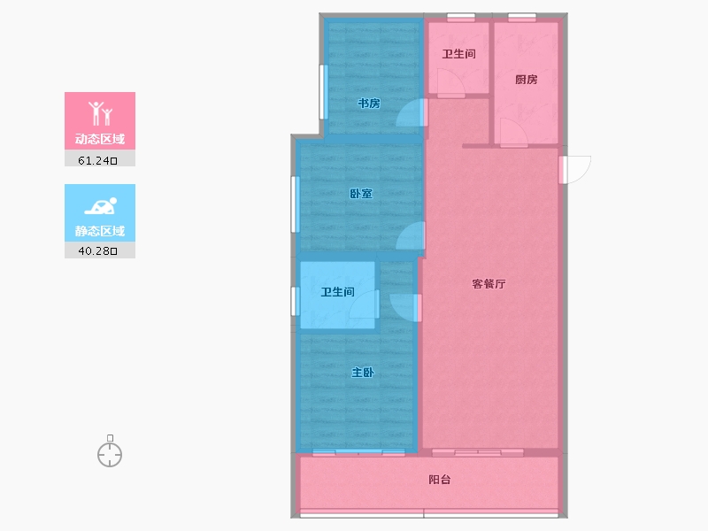 陕西省-咸阳市-泰禾富凤凰府-91.58-户型库-动静分区