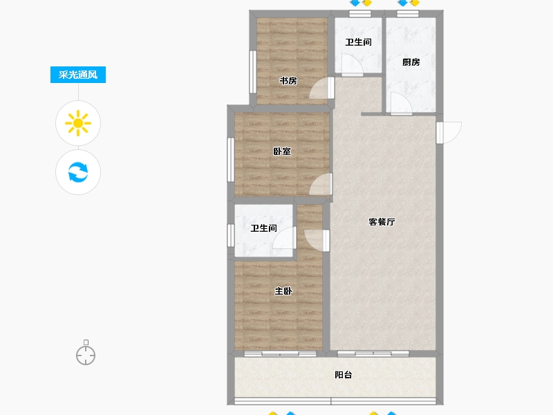 陕西省-咸阳市-泰禾富凤凰府-91.58-户型库-采光通风