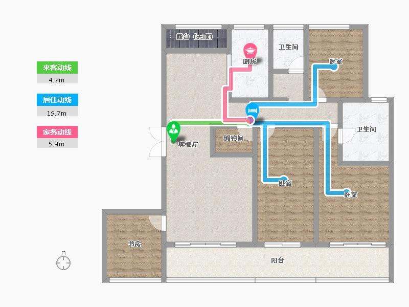 陕西省-咸阳市-绿城春江花月-135.27-户型库-动静线