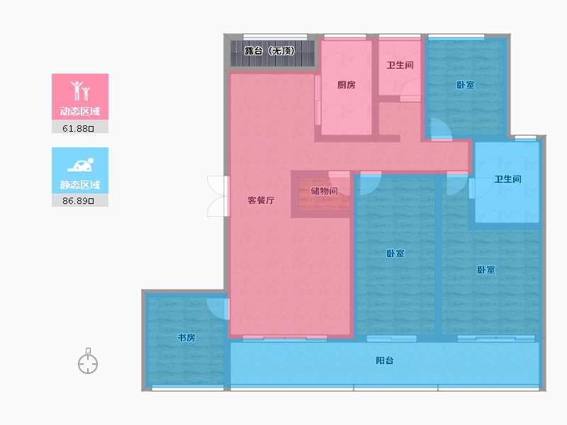 陕西省-咸阳市-绿城春江花月-135.27-户型库-动静分区