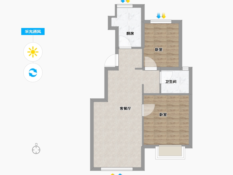 辽宁省-大连市-万科翡翠四季住宅-60.00-户型库-采光通风