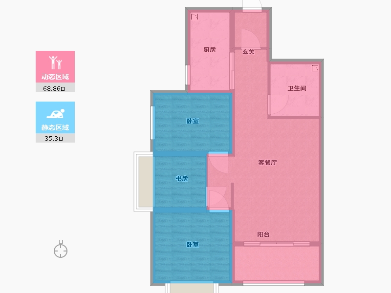 陕西省-渭南市-光运云府-93.67-户型库-动静分区