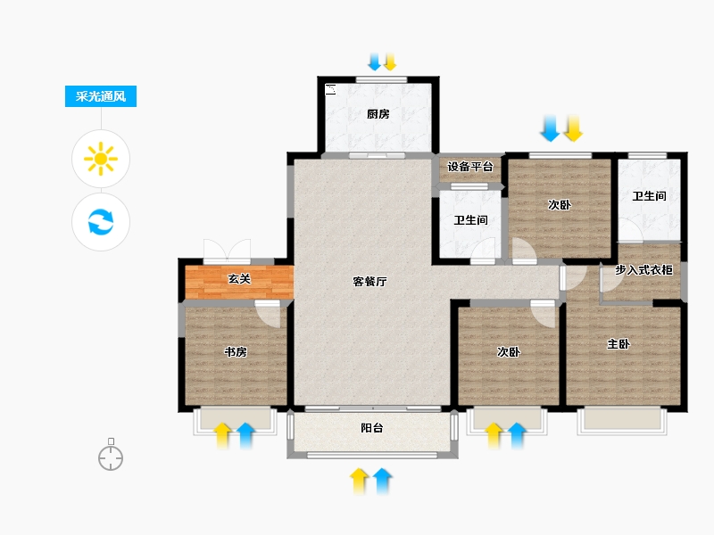 陕西省-宝鸡市-世纪景元东区-155.01-户型库-采光通风