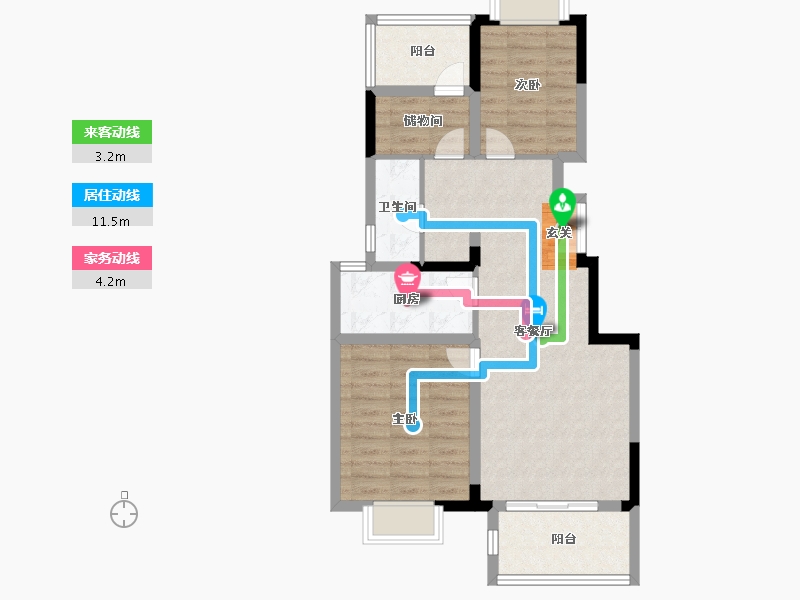 江苏省-南京市-通宇林景紫园-72.00-户型库-动静线