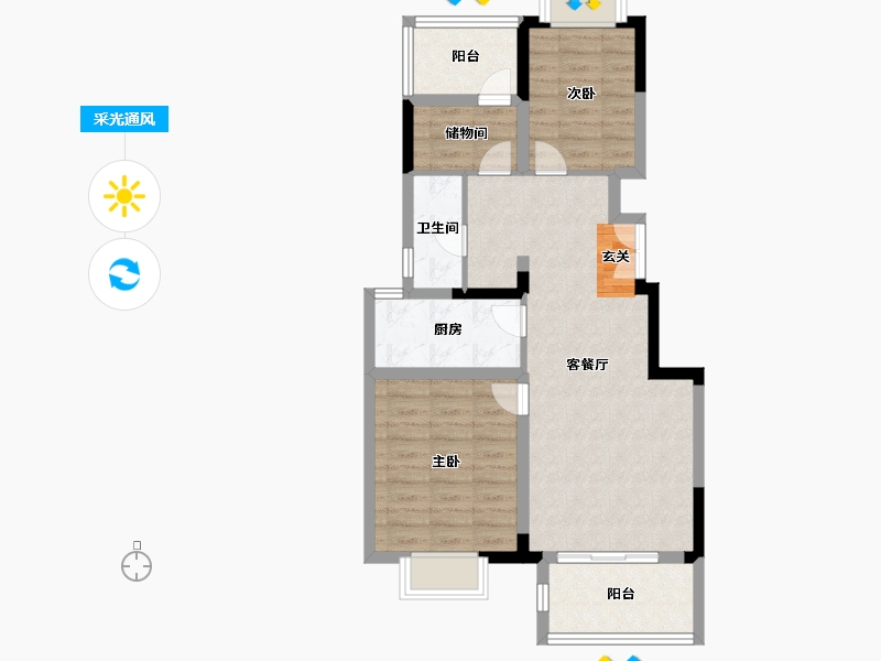 江苏省-南京市-通宇林景紫园-72.00-户型库-采光通风