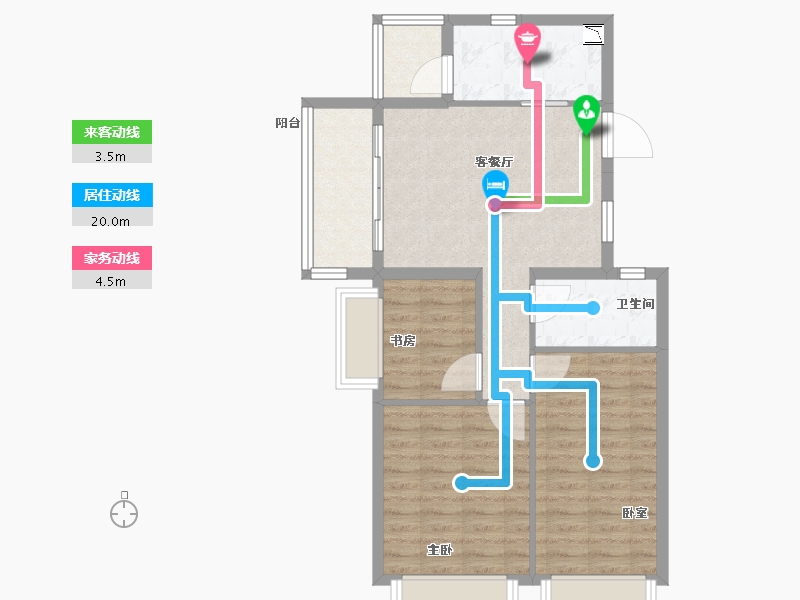 江苏省-南京市-碧桂园凤凰城-74.00-户型库-动静线