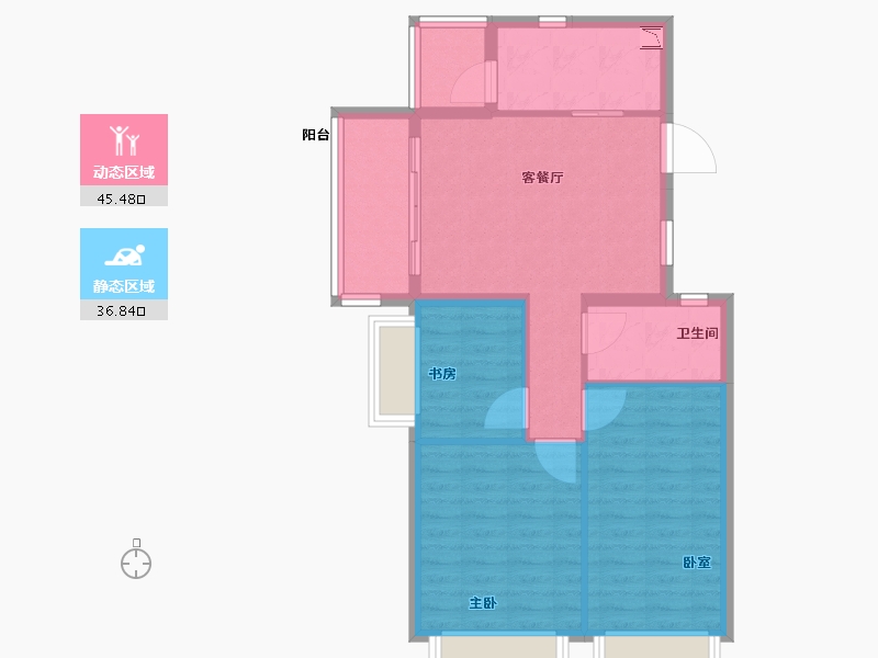 江苏省-南京市-碧桂园凤凰城-74.00-户型库-动静分区