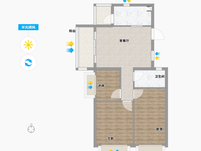 江苏省-南京市-碧桂园凤凰城-74.00-户型库-采光通风