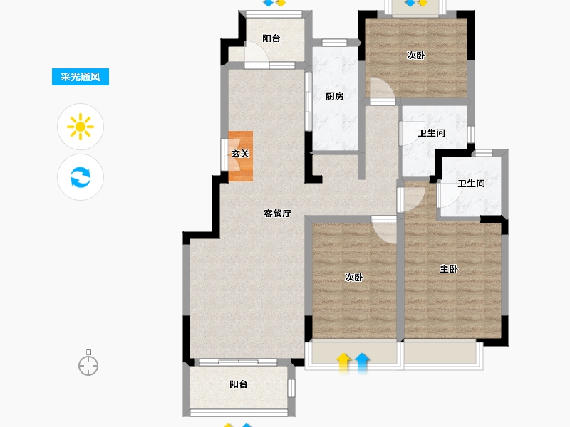 江苏省-南京市-通宇林景紫园-100.00-户型库-采光通风