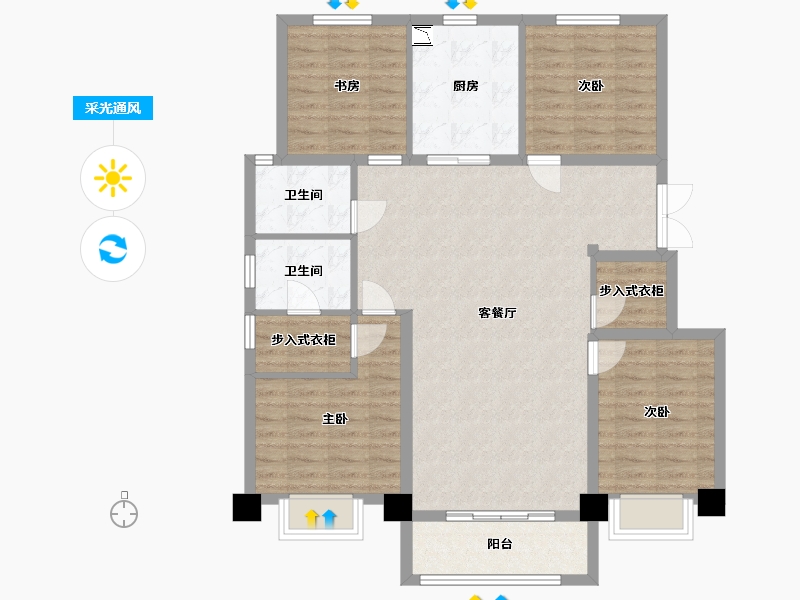 黑龙江省-哈尔滨市-金地名悦-109.32-户型库-采光通风